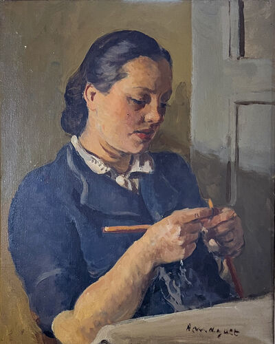 Denise tricotant